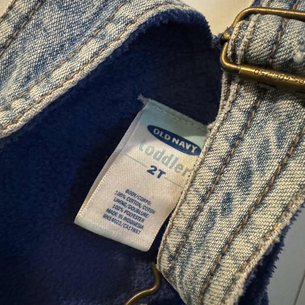 Old Navy Toddler Boy Fleece Lined Denim Overalls Size 2T